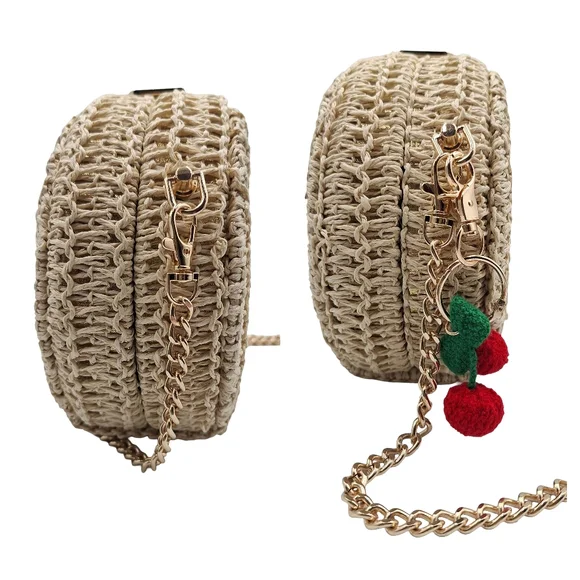 Haute Hippie Natural Raffia Round Crossbody Bag - Picture 7 of 13